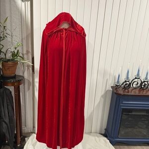 Velvet Red Hooded Cape